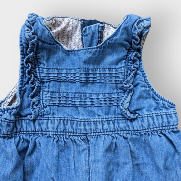 12-18 Months H&M Baby Girl Chambray Romper with Floral Pattern Inside - Picture 3 of 5